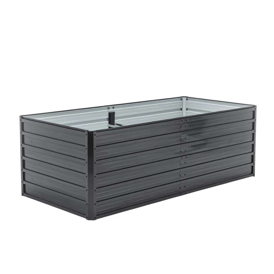 PXloue Metall Hochbeet Schwarz aus verzinktem Stahl mit Holzmaserung und offenem Boden für Garten Terrasse und Balkon B: 190 cm, T: 90 cm, H: 64 cm - Bild 2