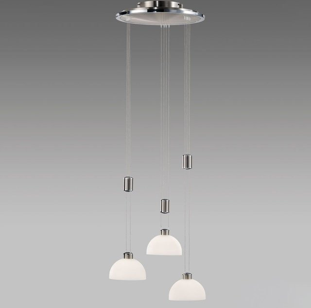 B+M Leuchten Moon II LED-Pendelleuchte, 3-flg, Rund, Silber, dimmbar, warmweiß (2700K) - Bild 1