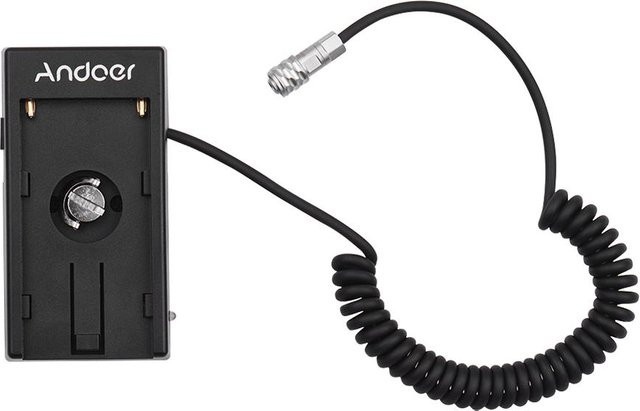 Andoer Kamera-Akku-Konverter-Adapterplatte mit Federkabel für Sony NP-F550, NP-F750 und NP-F970 Serie, Schwarz - Bild 1