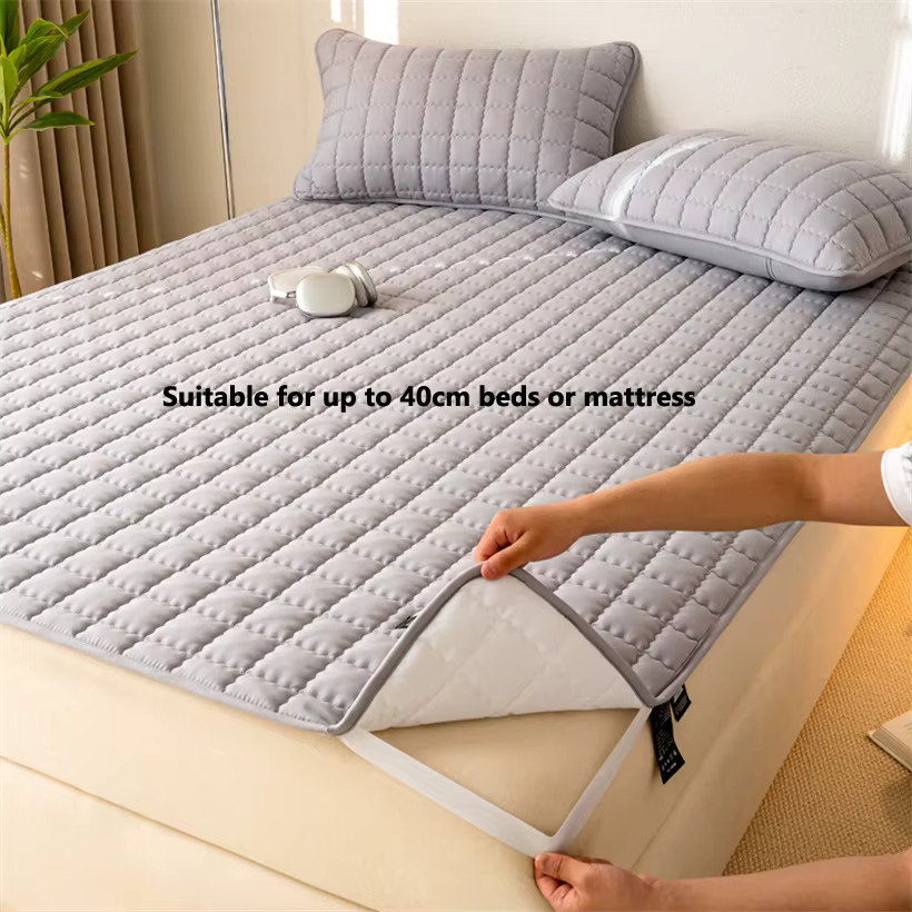 Dreamreal Matratzenschoner wasserdicht und geräuschlos im Tatami-Stil, Beige, Spannbetttuch mit passenden Ecken - Bild 1