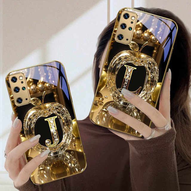 Goldene Glas-Telefonhülle mit Buchstabe L für Samsung Galaxy S21 und weitere Modelle in Gold - Bild 1