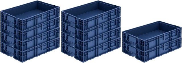 PROREGAL SparSet 10 x VDA KLT Kleinladungsträger mit Verbundboden in Blau, H x B x T: 14,7 x 40 x 60 cm, 22 Liter Transportboxen - Bild 1