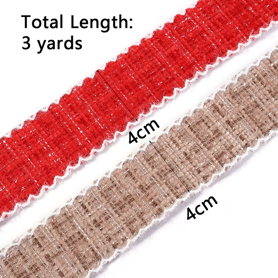 Mehrfarbiges Tweed-Band mit Wellenmuster und ausgefransten Kanten, kariertes gewebtes Band für DIY-Haarschleifen und Geschenkverpackungen, 3 Yards - Bild 5