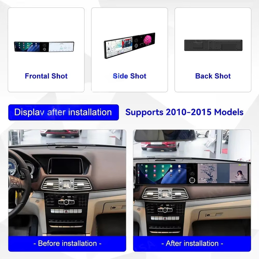 YANFU Android CarPlay Autoradio mit Dual-Screen für Mercedes Benz E-Klasse W212 2009-2015, 25,6 Zoll Multimedia-System mit GPS und DSP, Schwarz - Bild 2