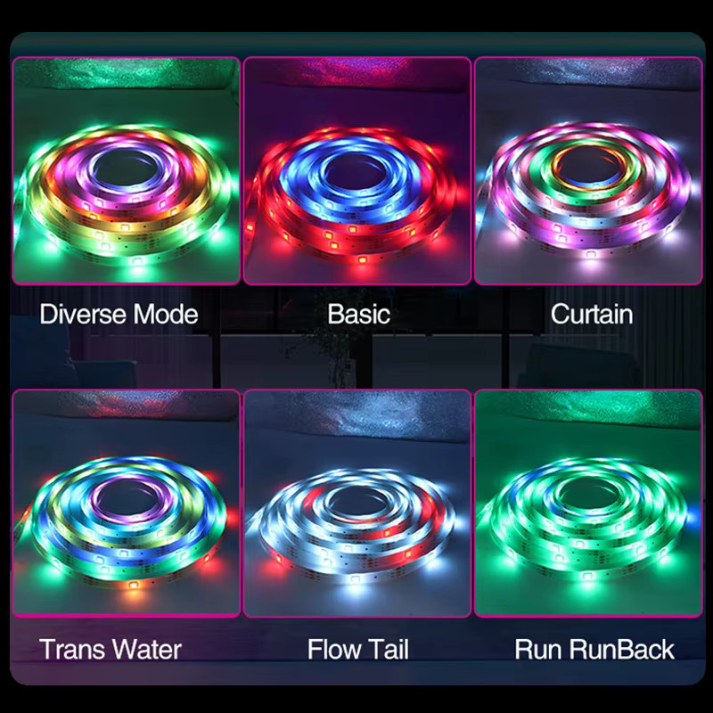 WS2812B RGBIC LED-Streifenlicht Dreamcolor mit USB-Anschluss, 5V 5050SMD, Multicolour, selbstklebend - Bild 4