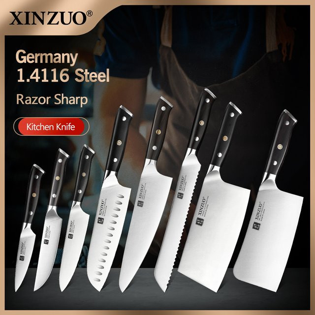 XINZUO Messer-Set aus Edelstahl Din 1.4116 mit schwarzen Ebenholzgriffen - Bild 1
