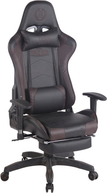 TPFLiving Racing Bürostuhl Turbine Gaming Chair mit Fußablage, Kopfstütze und Armlehnen, Schwarz/Braun, Kunstleder - Bild 1