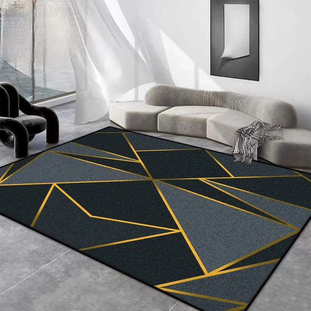JGJG Wohnzimmerteppich im nordischen Stil mit geometrischem Muster, grau, rutschfest und waschbar, B/T: 90 x 60 cm - Bild 1