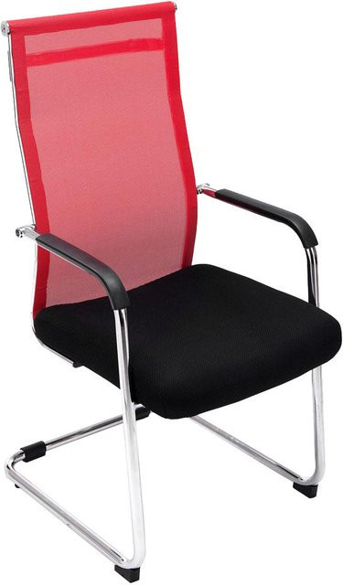 TPFLiving Besucherstuhl Brent mit Netzbezug und Chromoptik Metallgestell in Rot, B/T/H: 62,0 x 55,0 x 106,5 cm - Bild 1