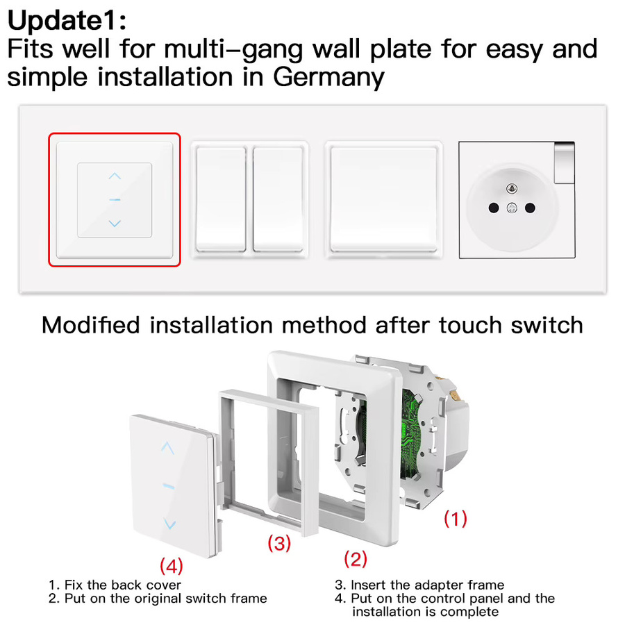 MOES WiFi Smart Vorhangschalter mit Touch-Design für motorisierte Vorhänge und Rollos, Schwarz, kompatibel mit Tuya Smart Life App, Alexa und Google - Bild 2