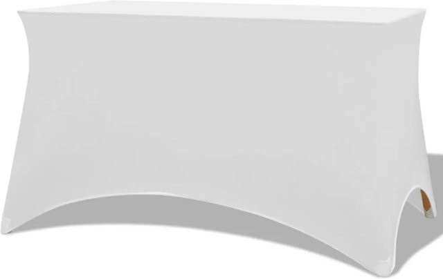 DELUKE 2er Set Stretch-Tischhusse für Stehtische in Weiß, elastische Tischdecke aus Polyester, B/T/H: 183 x 76 x 74 cm - Bild 1