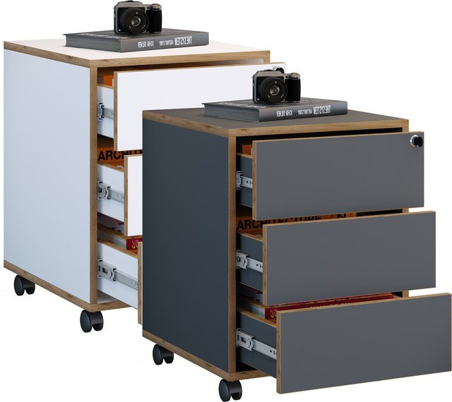 VCM Rollcontainer Salia Beistellcontainer mit drei Schubladen und Schloss, H x B x T: 50 x 39 x 45 cm - Bild 1