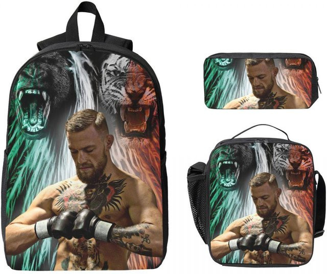 Conor McGregor Schulranzen-Set mit Rucksack, Federmäppchen und Brotdose in Schwarz für Schüler, 3-teilig - Bild 1