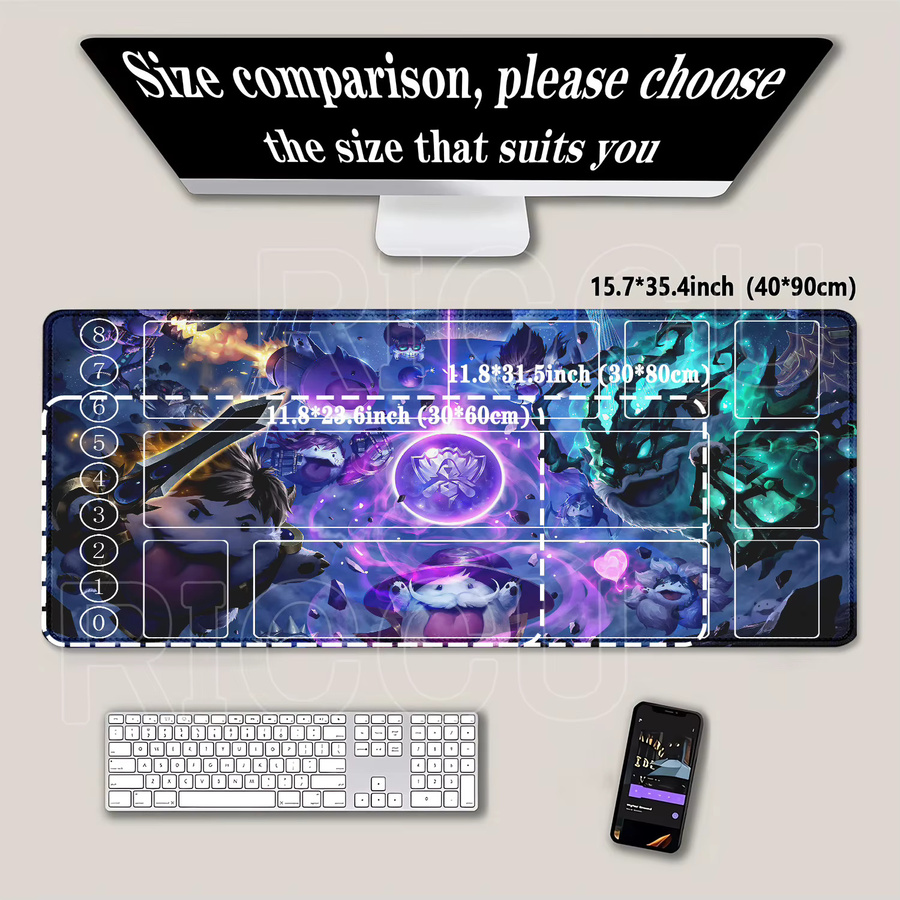 League of Mouse Pad Legends Riftbound Series TCG Schreibtischunterlage mit HD-Druck und genähtem Rand, B/T: 60 x 35 cm, Multicolour - Bild 2