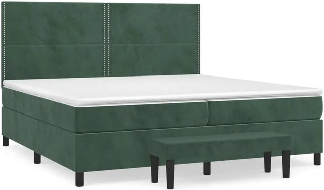vidaXL Boxspringbett mit Matratze Dunkelgrün Samt B/T/H: 200 x 200 x 203 cm - Bild 1
