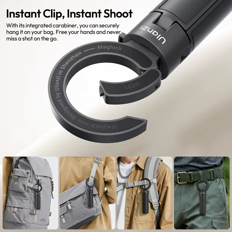 Ulanzi MT71 2-in-1 Magnetischer Mini-Selfie-Stick und Desktop-Stativ in Schwarz für iPhone und Android mit 180 Grad Einstellbarkeit für Vlogs - Bild 3