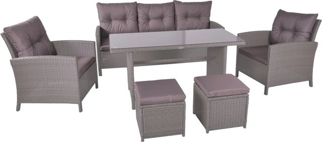 DELUKE Garten-Sitzgruppe TOVE 6-teiliges Gartenmöbel-Set aus Kunststoffgeflecht und Stahl in Grau - Bild 1