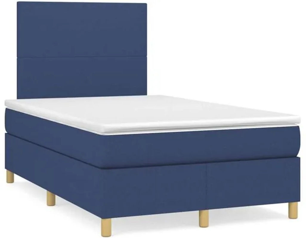 vidaxl Boxspringbett mit Matratze in Blau aus Stoff, B/T/H: 120 x 190 cm - Bild 1