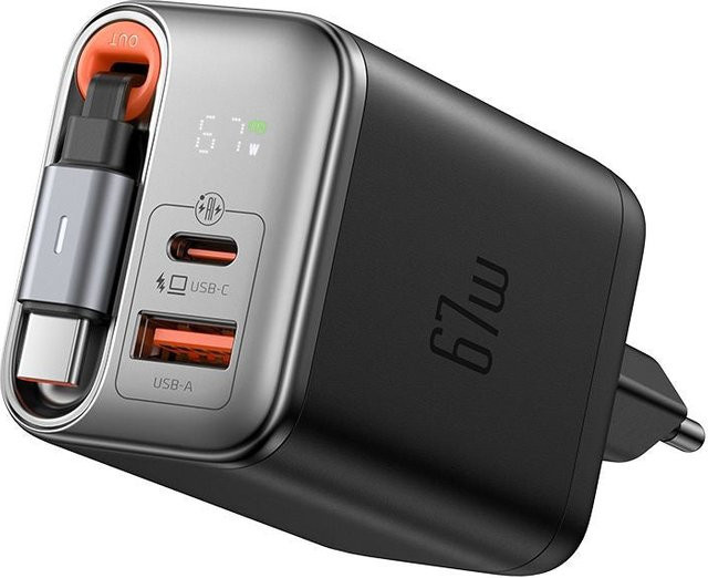 McDodo Netzladegerät CH-4100 mit USB-C Kabel und Display, 67W, 3.35A, 1 x USB-A und 1 x USB-C, Schwarz - Bild 1