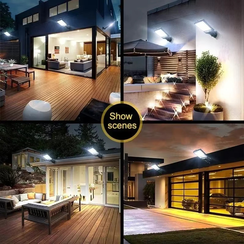 ZHIYU Solare LED-Wandleuchte für Außenbereich mit Bewegungssensor in Schwarz, moderne rechteckige Gartenbeleuchtung für Terrasse und Hof - Bild 6