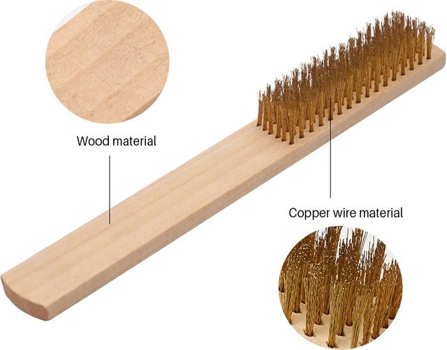 JIECARE Reinigungsbürste mit Holzgriff aus Messing und Kupferdraht in Gold - Bild 1