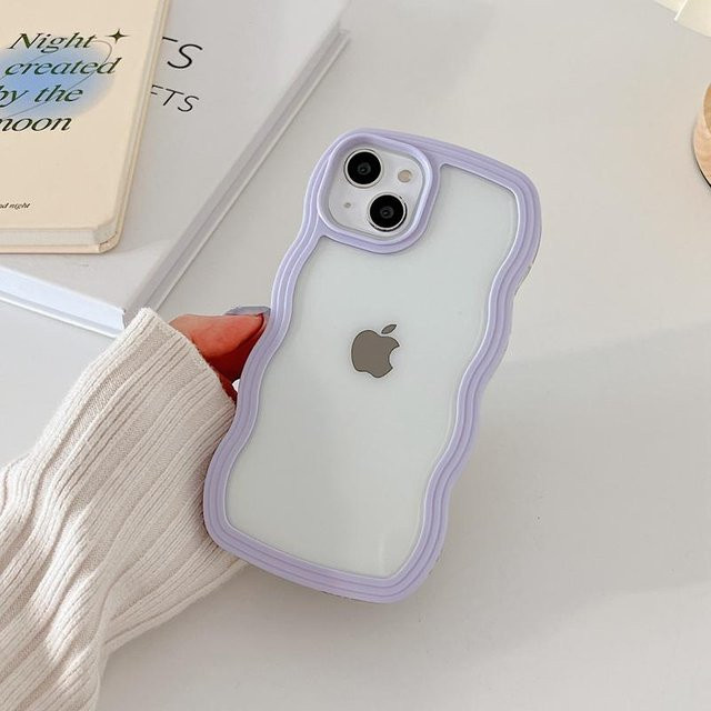 Transparentes iPhone Case mit gewelltem Design von Bai Fen Bai-Digital 3C in Lila für iPhone 15 Pro Max und weitere Modelle - Bild 1