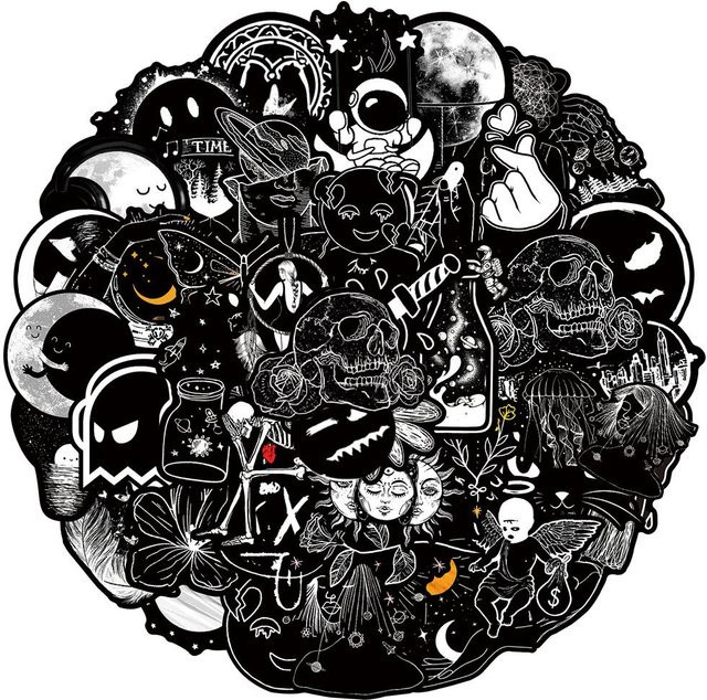 Binchi Outdoor Product Gothic Horror Cartoon Aufkleber mit Totenkopf Motiven aus PVC in Multicolour für Skateboard, Laptop und Motorrad - Bild 1