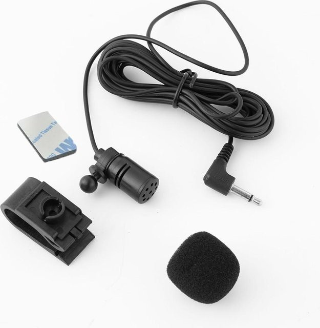 Hongjie3C Stereo Mini Mikrofon für Auto-Radio mit 3,5mm Klinkenanschluss, Schwarz, 3m Kabellänge - Bild 1