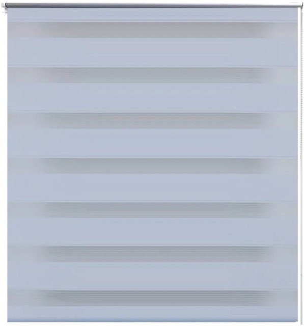 vidaXL Doppelrollo Day & Night aus Polyester, gestreift, Grau/Weiß, B: 140 cm, H: 175 cm - Bild 1