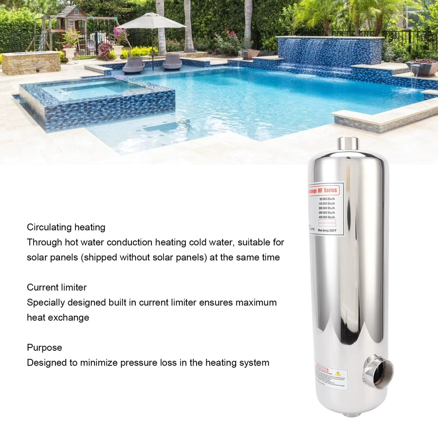 DOACT Schwimmbad Wärmetauscher 60KW Pool Thermostat Heizung in Silber - Bild 2