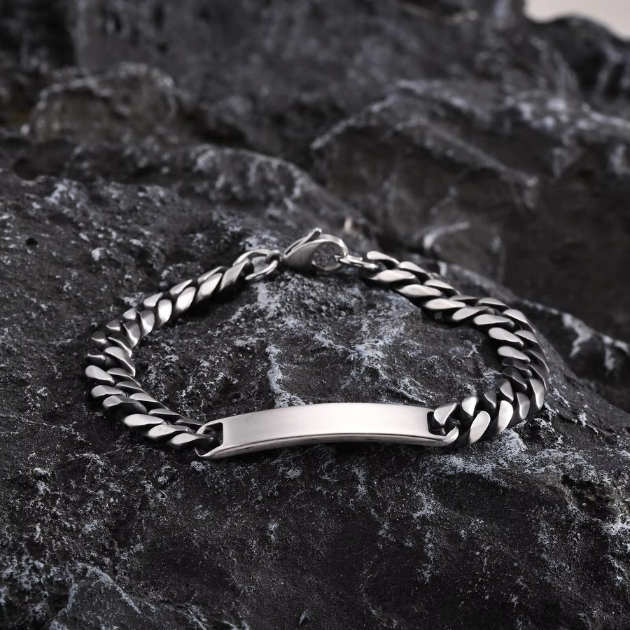 Vnox Namens-ID-Armband Edelstahl, Silber, Herren - Bild 4