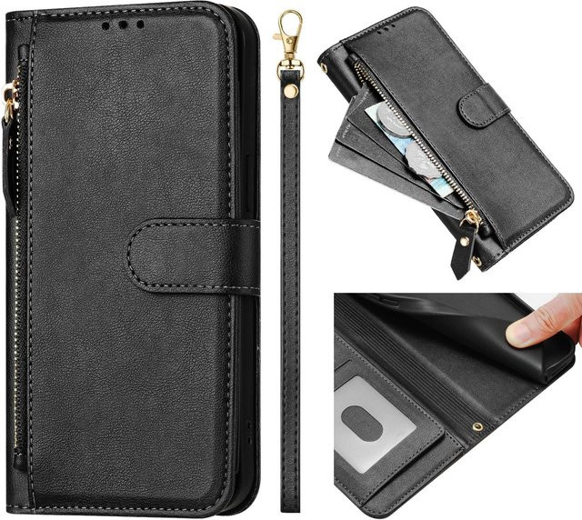 Oukitel Klappbörse Handyhülle Cover in Schwarz für verschiedene Oukitel Modelle wie C51 C5 C3 C2 C1 C61 C69 C62 C59 C65 C58 C57 C53 C50 C51 C38 C37 C35 C32 Pro - Bild 1