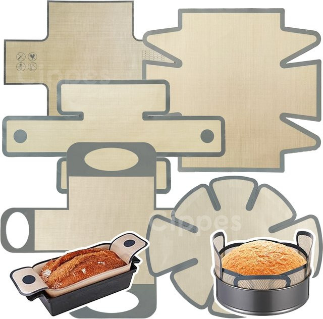 Cippes Silikon-Brotpfanneinlagen mit Laschengriffen, wiederverwendbare antihaftbeschichtete Backmatten für Brotpfannen, 22,86 cm - Bild 1