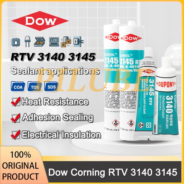 Dow Corning RTV 3140 3145 Silikondichtmittel als wasserdichter und flexibler Silikonkleber für Automobilelektronik und Industrie in Transparent oder Weiß - Bild 1