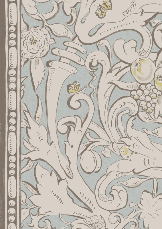 Lewis & Wood Tapete Bacchus in Grigio mit floralem Art Nouveau Design und botanischen Motiven - Bild 3