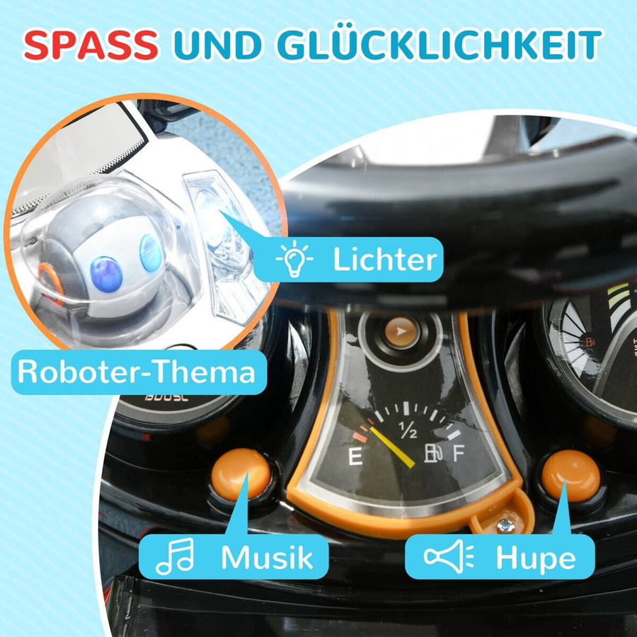 AIYAPLAY Rutschauto Kinderfahrzeug weiß mit Schubstange für 12 Monate - Bild 4