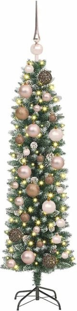 vidaXL Künstlicher Schlanker Weihnachtsbaum in Grün mit 150 warmweißen LEDs, Höhe: 120 cm - Bild 1
