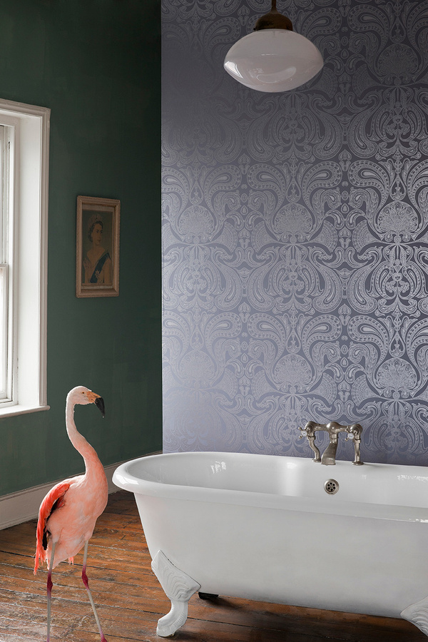 Cole & Son Tapete Malabar Abstract Paisley in Silber auf Grau Vlies-Tapete - Bild 1