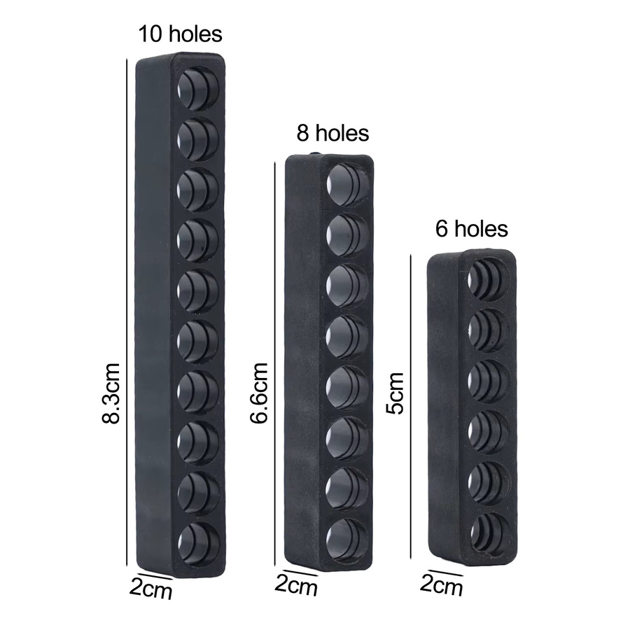 VIBRATITE Bithalter Set aus Kunststoff mit 6, 8 und 10 Löchern für 1/4 Sechskantschaft in Schwarz, 3 Stück - Bild 3