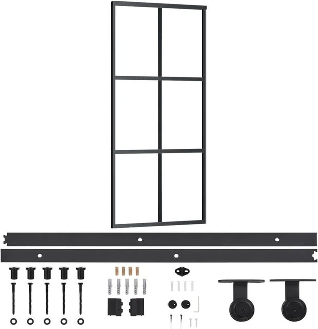 vidaXL Schiebetür aus ESG-Glas und Aluminium in Schwarz, B/H: 90 x 205 cm - Bild 1
