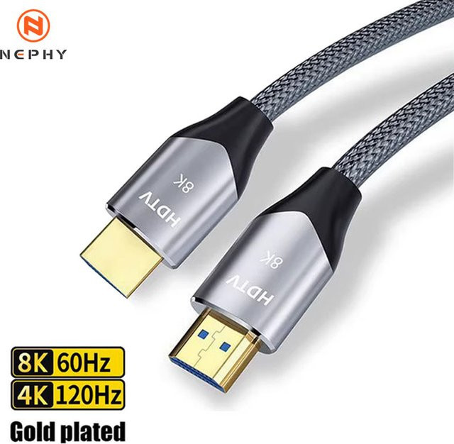 Nephy HDMI 2.1 Kabel 48Gbps für 8K@60Hz und 4K@120Hz mit eARC und Dolby HDR10 in Grau - Bild 1