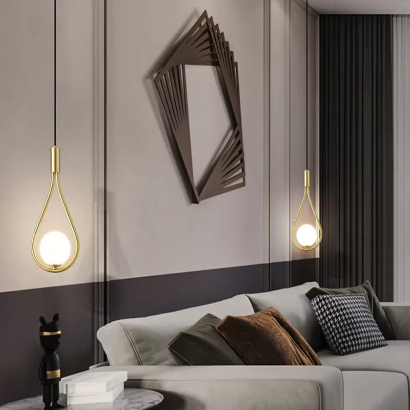 LEITELL LED-Pendelleuchte aus Kupfer und Metall in Gold/Messing mit 7 W G9-Glühbirne für Schlafzimmer und Flur - Bild 2