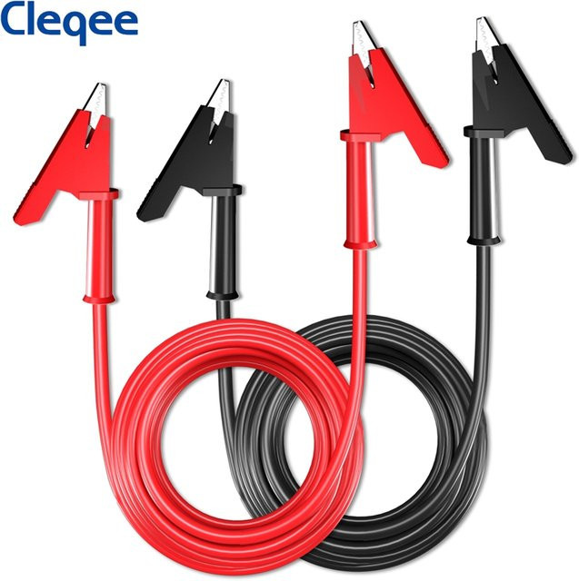 Cleqee Dual-Krokodilklemmen Multimeter-Messleitungen mit Überbrückungsdraht, rot/schwarz - Bild 1