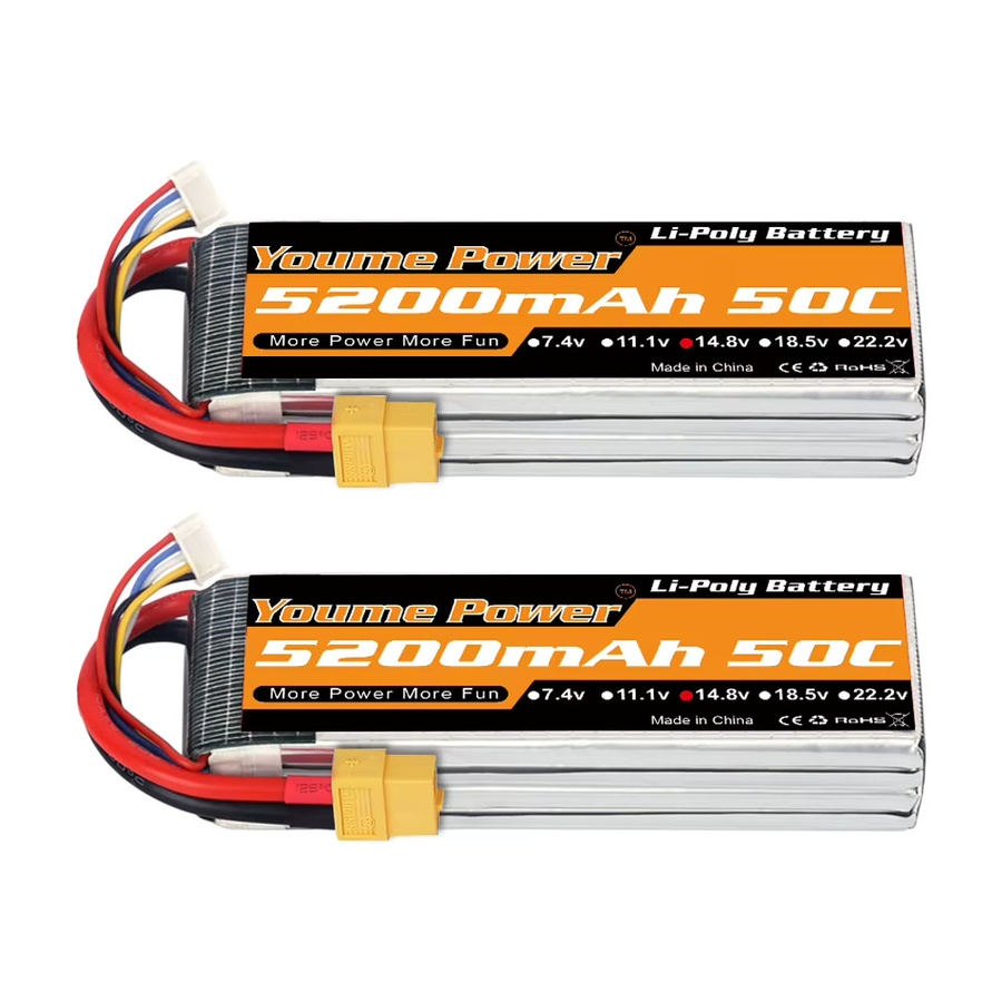 Youme 4S LiPo Akku 14,8V 5200mAh 50C mit XT60 Anschluss für RC FPV Flugzeuge, Drohnen, Racing-Modelle und Boote - Bild 6