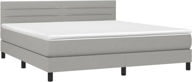 vidaXL Boxspringbett mit Matratze und LED-Unterbettbeleuchtung in Hellgrau, Hybridbett mit USB-Ladeport und Taschenfederkern, B/T/H: 160 x 200 x 78 cm - Bild 1