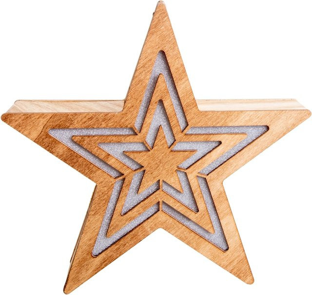 Näve LED Weihnachtsstern aus Holz in Braun, Höhe: 23 cm - Bild 1