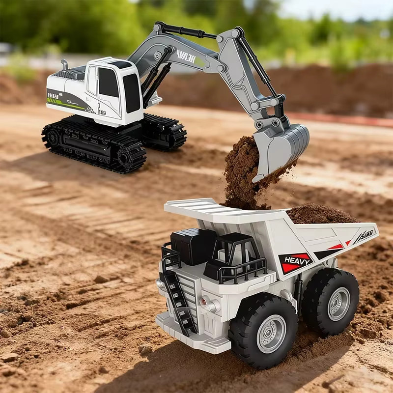 CONUSEA RC-Bagger-Muldenkipper aus Metall im Maßstab 1:24, ferngesteuertes Baufahrzeugmodell mit Licht und Sound in Weiß - Bild 6