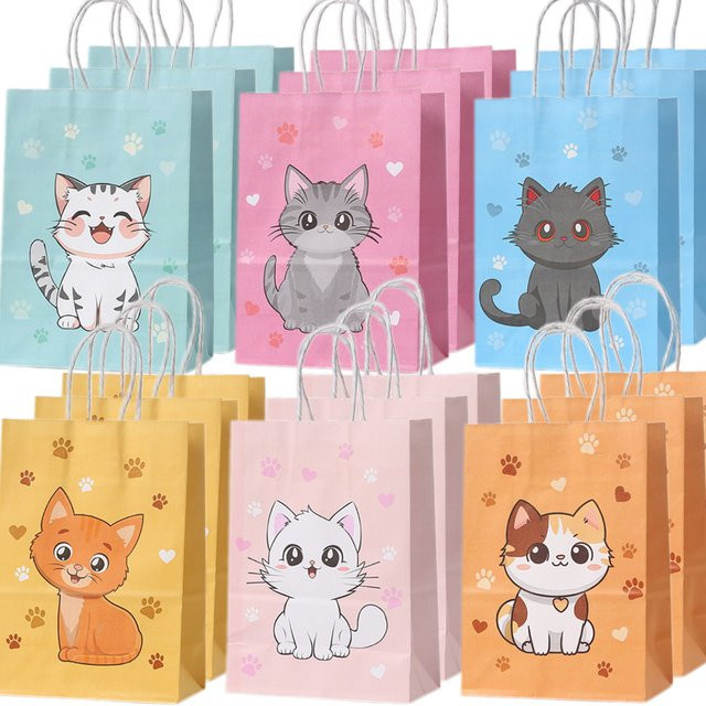 Niedliche Katzen-Geschenktüten aus Papier für Kindergeburtstage und Babypartys - Bild 1