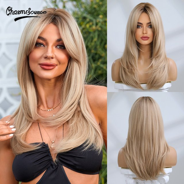CharmSource Synthetische Perücke, blond, glatt, Damen - Bild 1