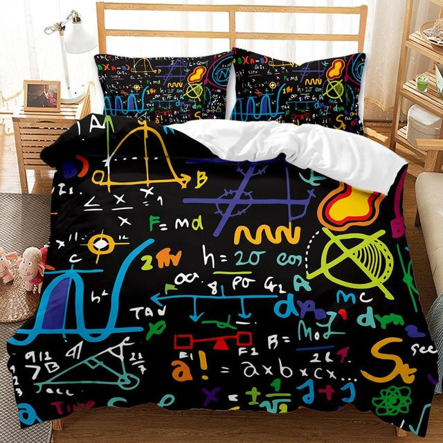 Bettbezug Set mit mathematischen Formeln von Binchi Fitness in Schwarz, B/H: 135 x 200 cm - Bild 1